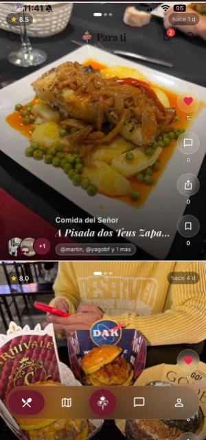 Feed de Gula con una visita real: valoración, foto del plato y reacciones